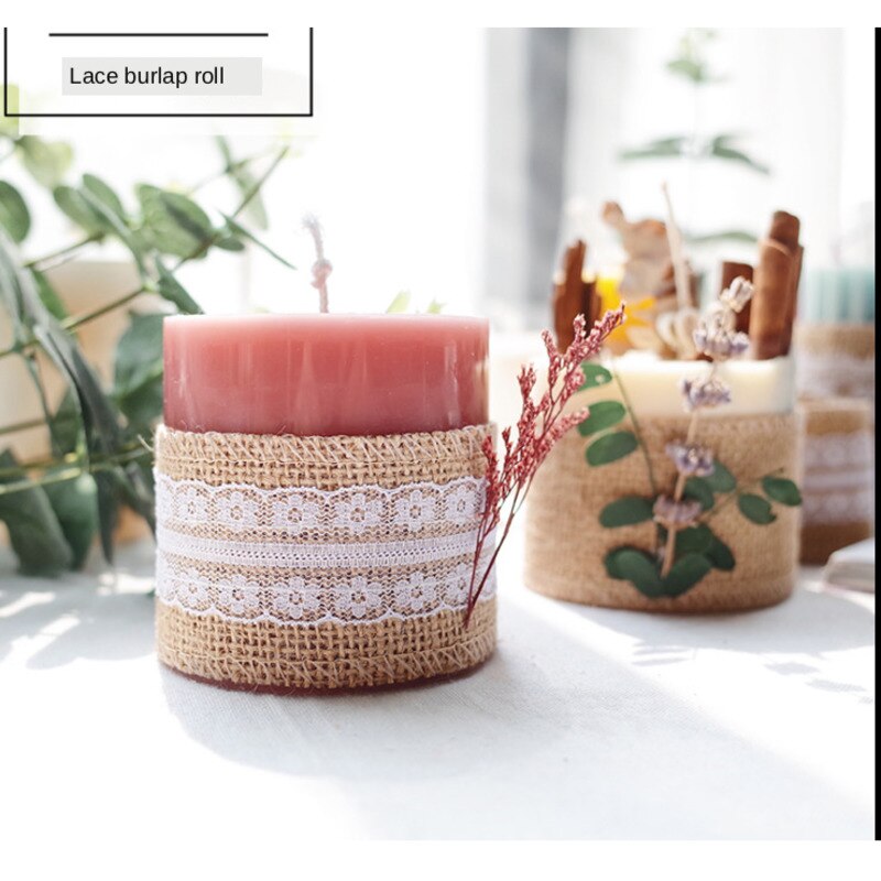 Vela de lino de encaje diy, Vela decorativa de lino para manualidades de encaje, embalaje de vela para aromaterapia, velas de material diy
