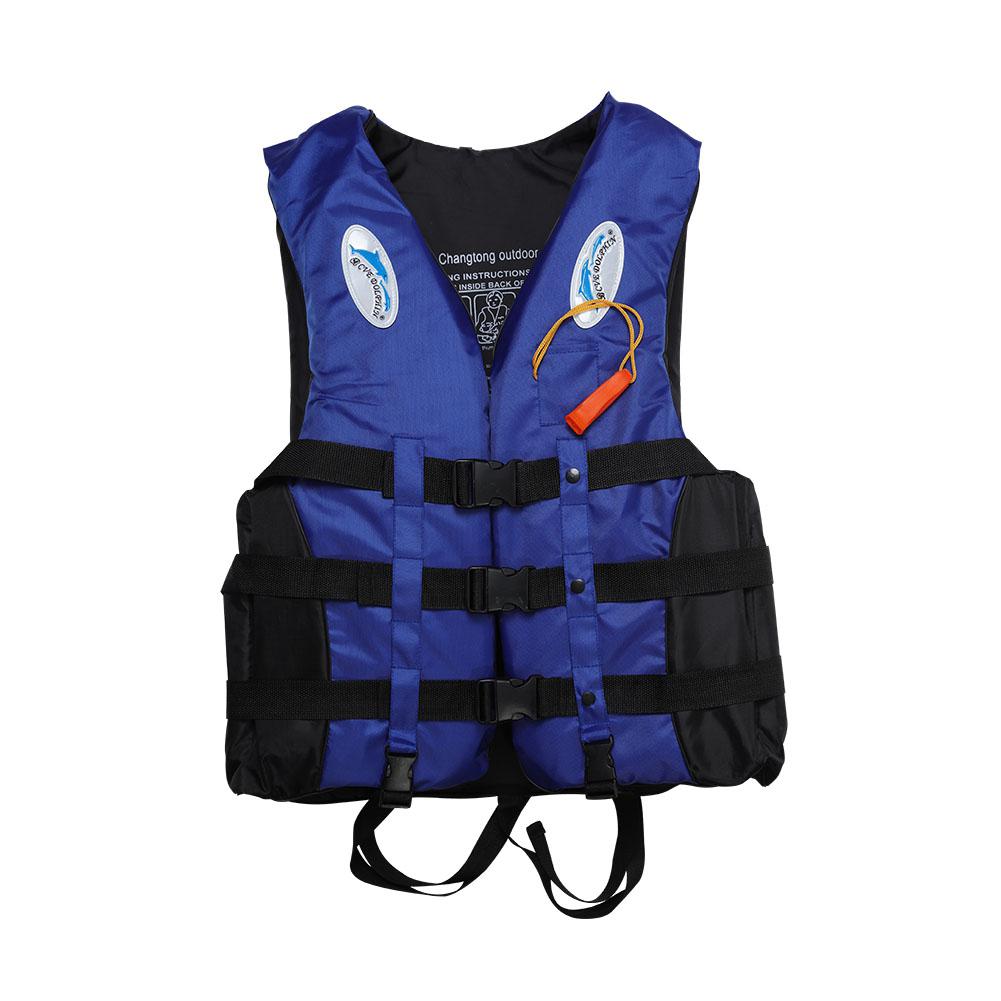 S-3XL Adult Life Jacket Lifesaving Swimming Boating Sailing Vest Whistle Blue EPE Material Outdoor fishing suit: blue / XXL