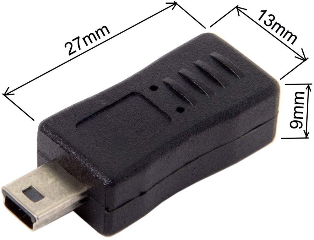 2pcs Mini USB Male to Micro USB 5pin Female & Mini Female to Micro Male Extension Adapter Black