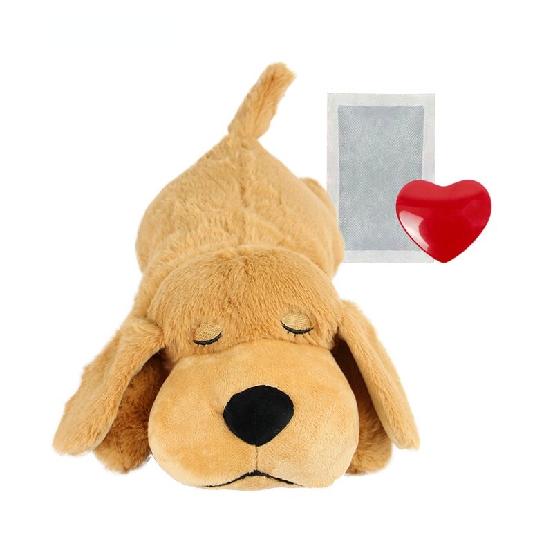Pet Comfort Dog Toys for Small Dogs Pets Stress Release Accompanying Sleep Simulated Heartbeat Plush Toy Pet Accessories: 3pcs light brown