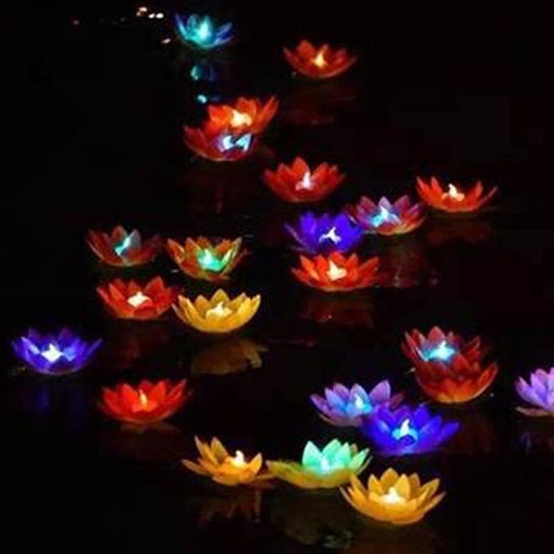 LED wünschen Licht Lotus Wasser Laterne Lampe Blume Schwimmbad Licht Bunte Wasser Laterne Kerze Lampe für Hochzeit Party Festival Dekor