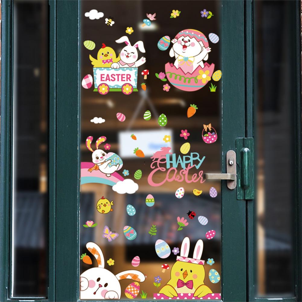 Happy Easter Window Stickers Bunny Easter Window Clings Decorations for Home Decals