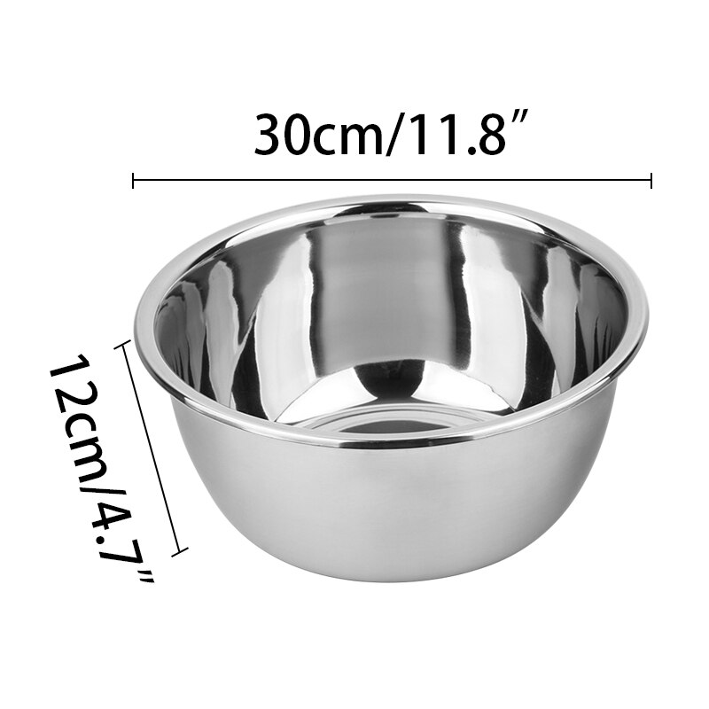 1 stücke Edelstahl Schleifen Mischen Schalen Dicker DIY Kuchen Brot Salat Rührgerät Küche Kochen Werkzeuge Backen Rührgerät Küche Topf: 30cm