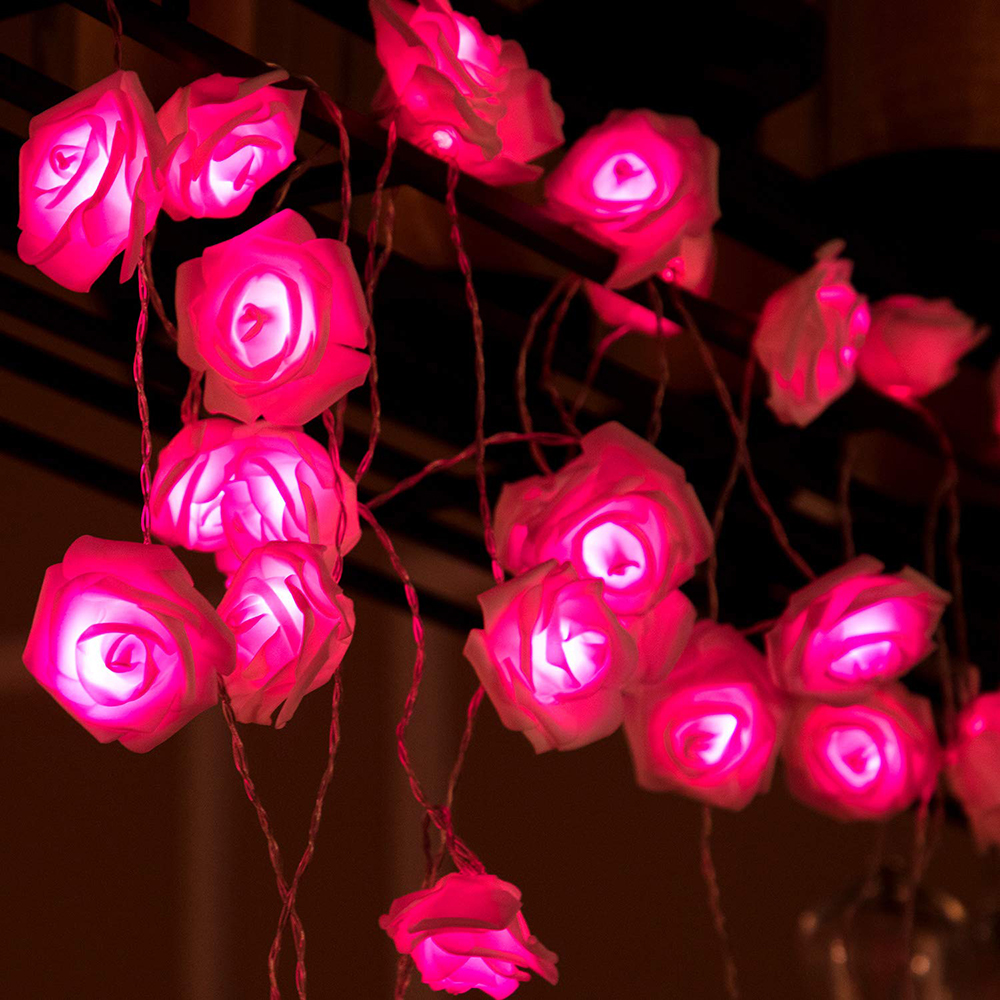 1.5M 10led Rose Bloem Kerst String Lights Battery Operated Valentine Bruiloft Decoratie Bloem Lampen Led Lamp