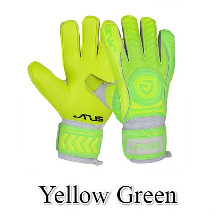 JANUS Soccer Goalkeeper Gloves With Finger Protection Thickened 4mm Latex Football Goalie Gloves Goal keeper Gloves: Yellow Green / 9