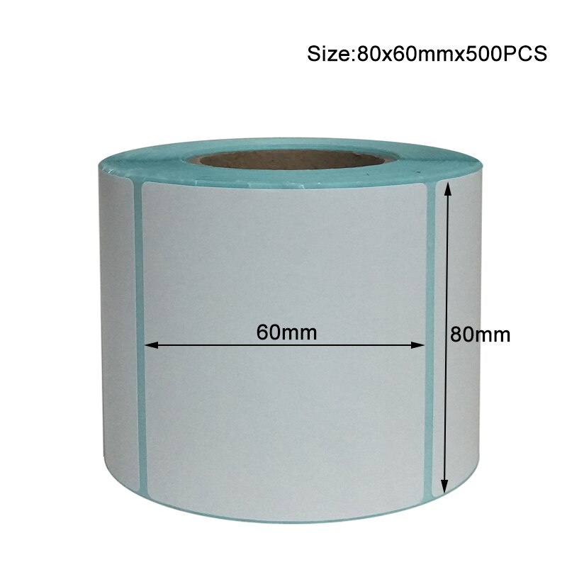 Paper Self Adhesive Thermal White Blank Label Sticker Paper Supermarket Price Blank Label Direct Print Waterproof Print Supplies: 80x60mm-500pcs