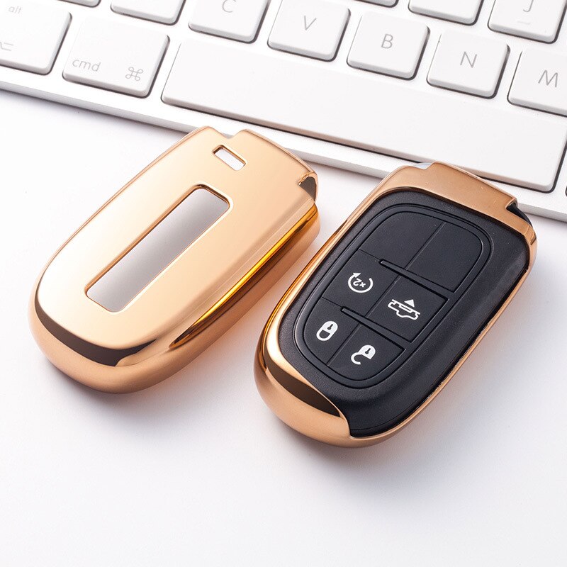 TPU Car Key Cover For Dodge Charger For Jeep Renegade Grand Cherokee For Chrysler 200 300 Key Fob Case For Car: A-gold