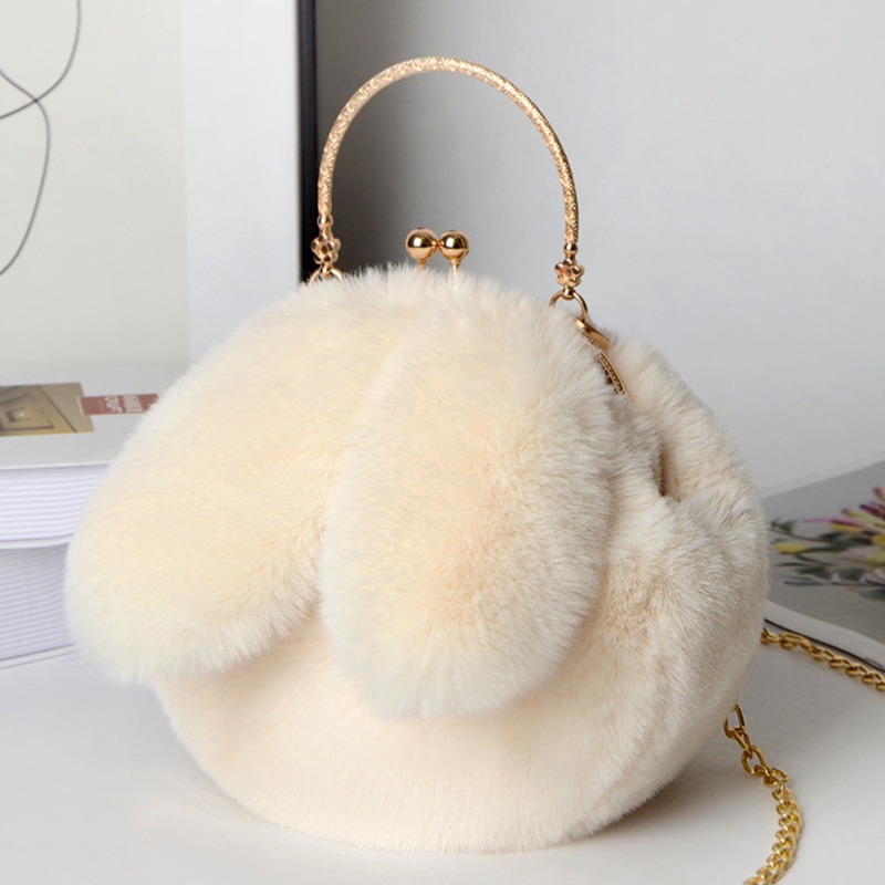 Cute Plush Rabbit Crossbody Bags for Women Korean Version Cute Purses and Handbags Girls Rabbit Ear Shoulder Messenger Bag: Pink