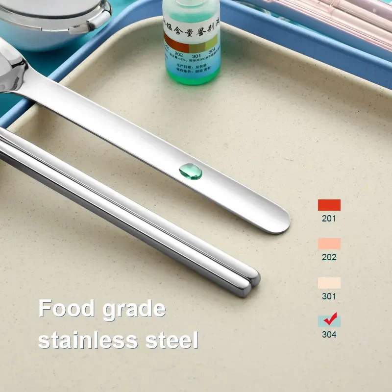 Portable Tableware With Storage Box Cutlery Dinner Set Travel Packaging Box Dinnerware Picnic Chopstick Spoon Dinnerware 2pcs