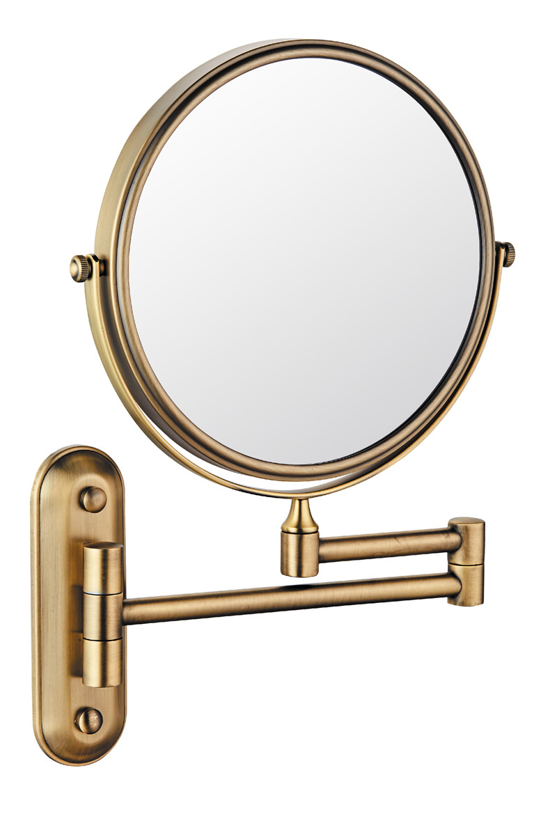Badespejl kosmetisk spejl 1x/5x forstørrelse vægmonteret justerbart makeup spejl dobbelt arm forlænge 2- ansigt badeværelse spejl: 8 tommer 5x guld