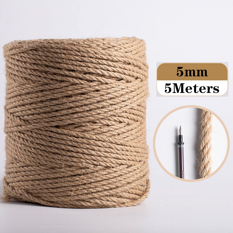 Cuerda de Yute Natural para decoración del hogar, hilo de yute para manualidades, costura hecha a mano, para , Navidad, 1mm-10mm: Jute 5mm 5Meters