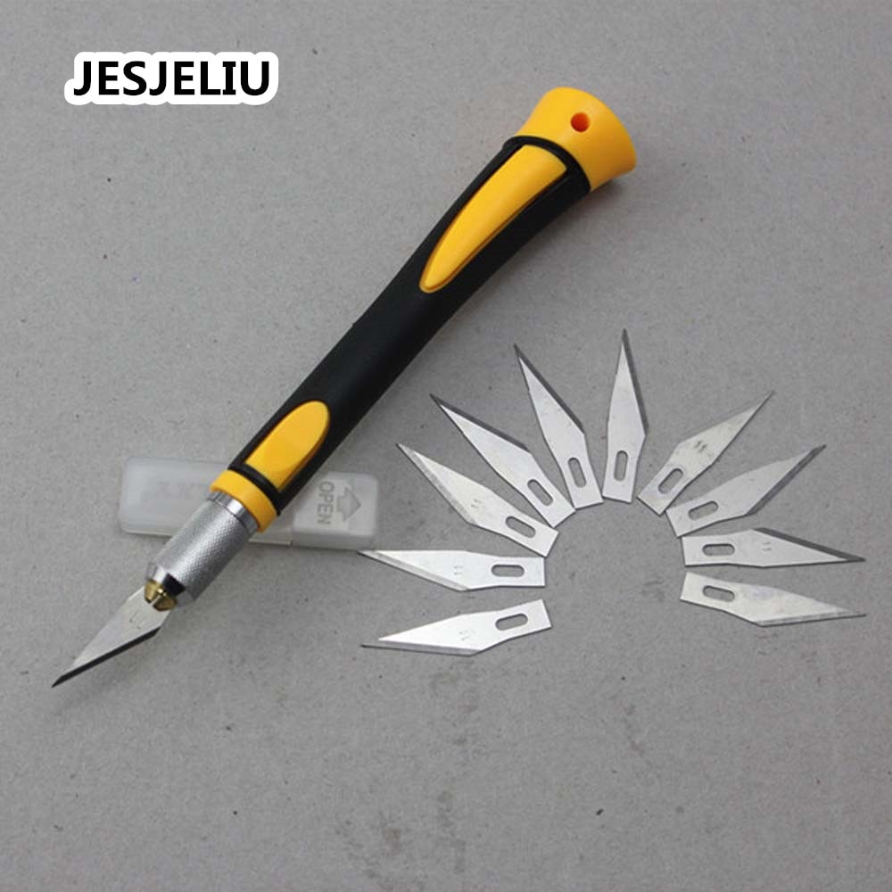 Carving Handle With 10 Pcs SK5 Blades Wood Carving DIY Tools Fruit Food Craft Utility Knife Cutting Supplies