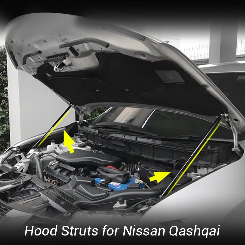 Bonnet Hood Strut Bars Support Buffer Lifting Hydraulic Rod No Driling/Welding for Nissan Qashqai J11 Rogue Sport