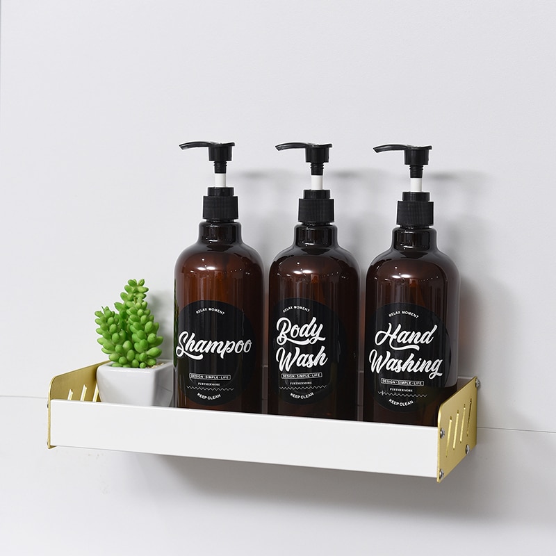 Brun sæbeflaske til badeværelse bruser shampoo balsam flaske nordisk håndpresse væskebeholder 500ml/16.9oz