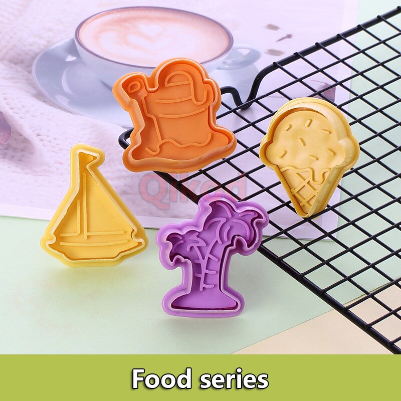 4Pcs DIY 3D Animal Vegetables Fruit Plasticine Slime Mold Tool Set Kit Ability Play Dough Clay Educational toy for chidlren: Food Series 11