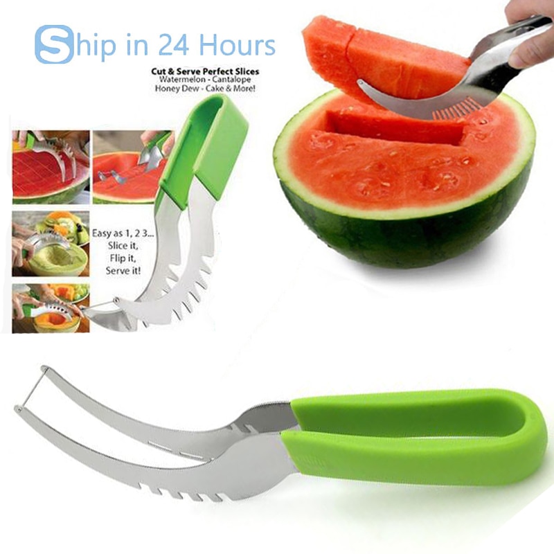 Rvs Watermeloen Slicer Corer Meloen Smart Slicer Mes Voor Watermeloen Fruit Slicer Keuken Meubi