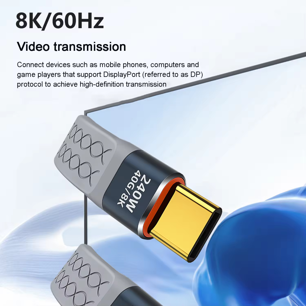 NNBILI 240W 40GB Cable corto USB C a USB C Cable de carga rápida tipo C 40Gbps transferencia de datos 8K Cable de extensión de carga de datos plano