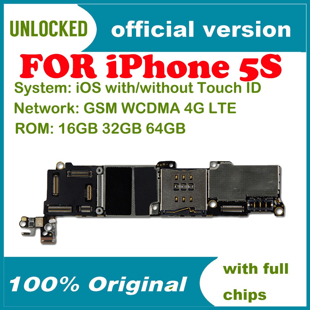 Placa lógica completa, 32gb para placa base iphone 5s NO/YES Touch ID, desbloqueado para placa base iphone 5s con Sistema IOS