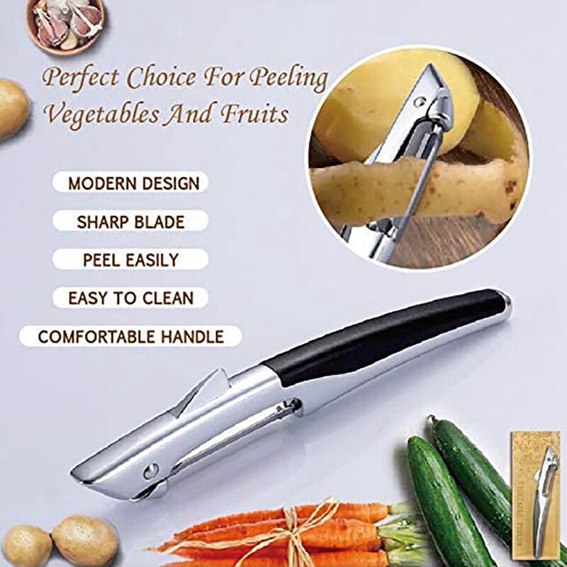 2PCS Vegetable Peeler Shark Peeler for Kitchen Carrot and Potato Peeler with Rotating Straight Stainless Steel Slicer