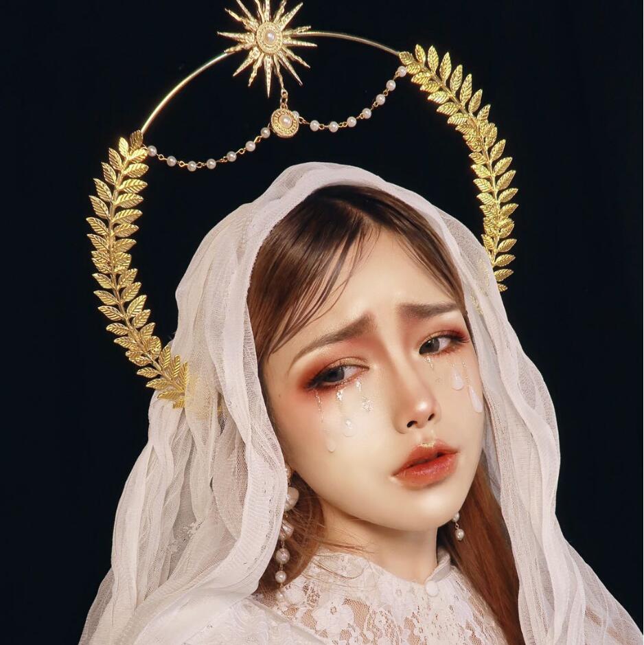 Zoete Lolita Handgemaakte Kc Hoofdband Retro Godheid Prachtige Hoofddeksels Madonna Zon Apollo Halo Kerk Angel Hanfu Van Haaraccessoires
