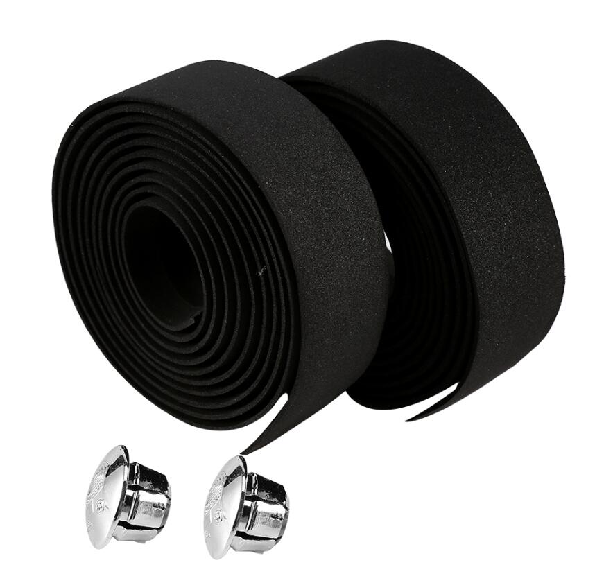 Bicycle Handlebar Tapes Reflective Camouflage Grip Wrap Cycling Handle Belt Cork Wrap with Bar Plugs Non Slip Absorb Sweat Strap: Black