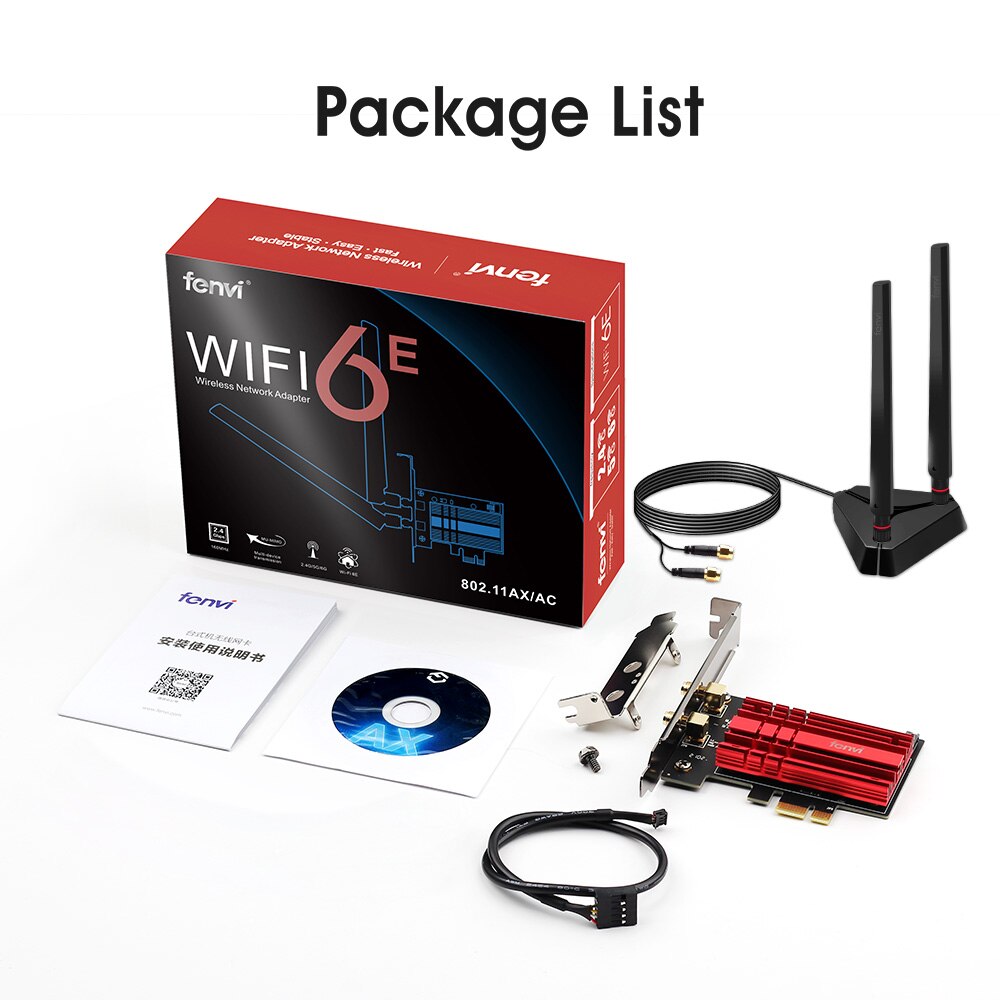 Tri Band 2.4G/5G/6Ghz Wi-Fi 6E Intel AX210 Wireless PCIE Network Card Adapter 802.11AX For Bluetooth 5.2 WiFi Card windows 10 PC