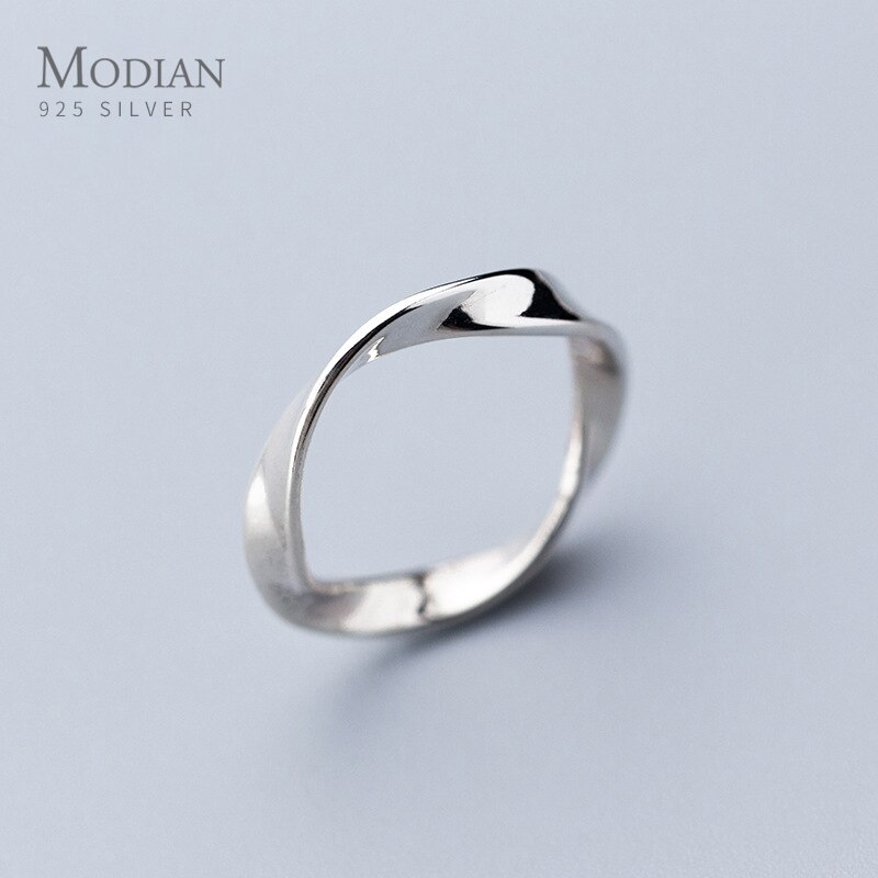 Modian Minimalist Spin Wave Rings for Women 925 Sterling Silver Simple Geometric Ring Fine Jewelry