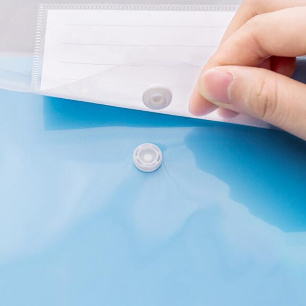 Simple Transparent Document Bag Thicken Plastic Button Closure Folder Filing Pouch A4 File Bag Student Stationery Pouch