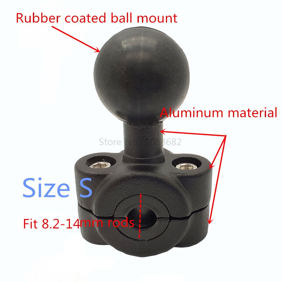 Jadkinsta Ball Head Black Phone GPS Holder Mount Motorcycle Base with 10mm Hole autocycle Stand for Gopro Xiaomi for iPhone: Rod Size S