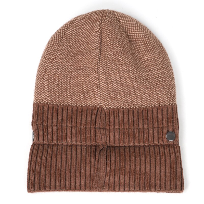 Men Hats Scarf Set Winter Warm 2 Piece Set Male/Female Velvet Skullcap Cotton Beanie Ring Bib XHBOY Outdoor Ski Hedging Cap