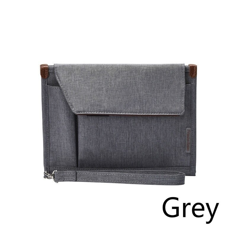 Hommes serviette pour femmes sac de rangement de fichiers multi-couches dossiers de conférence Portable multi-fonction sac de certificat de Document d'affaires: Grey