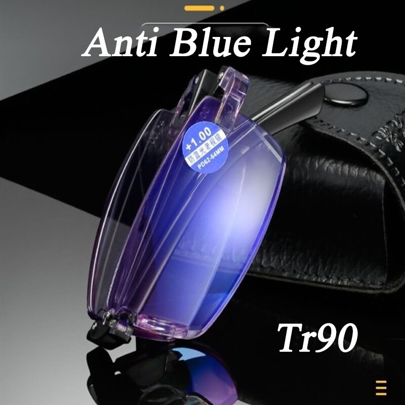 Multifocale Anti Blauw Licht Randloze Leesbril Mannen Vrouwen Ultralight Frameloze Opvouwbare Vierkante Verziendheid Verziend
