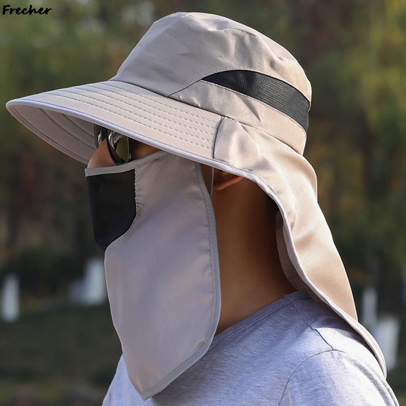 Chapeau de soleil pour pêcheur, casquette de Protection solaire pour le cou et le visage, Protection UV, chapeau à rabat, grand avant-toit réglable pour homme