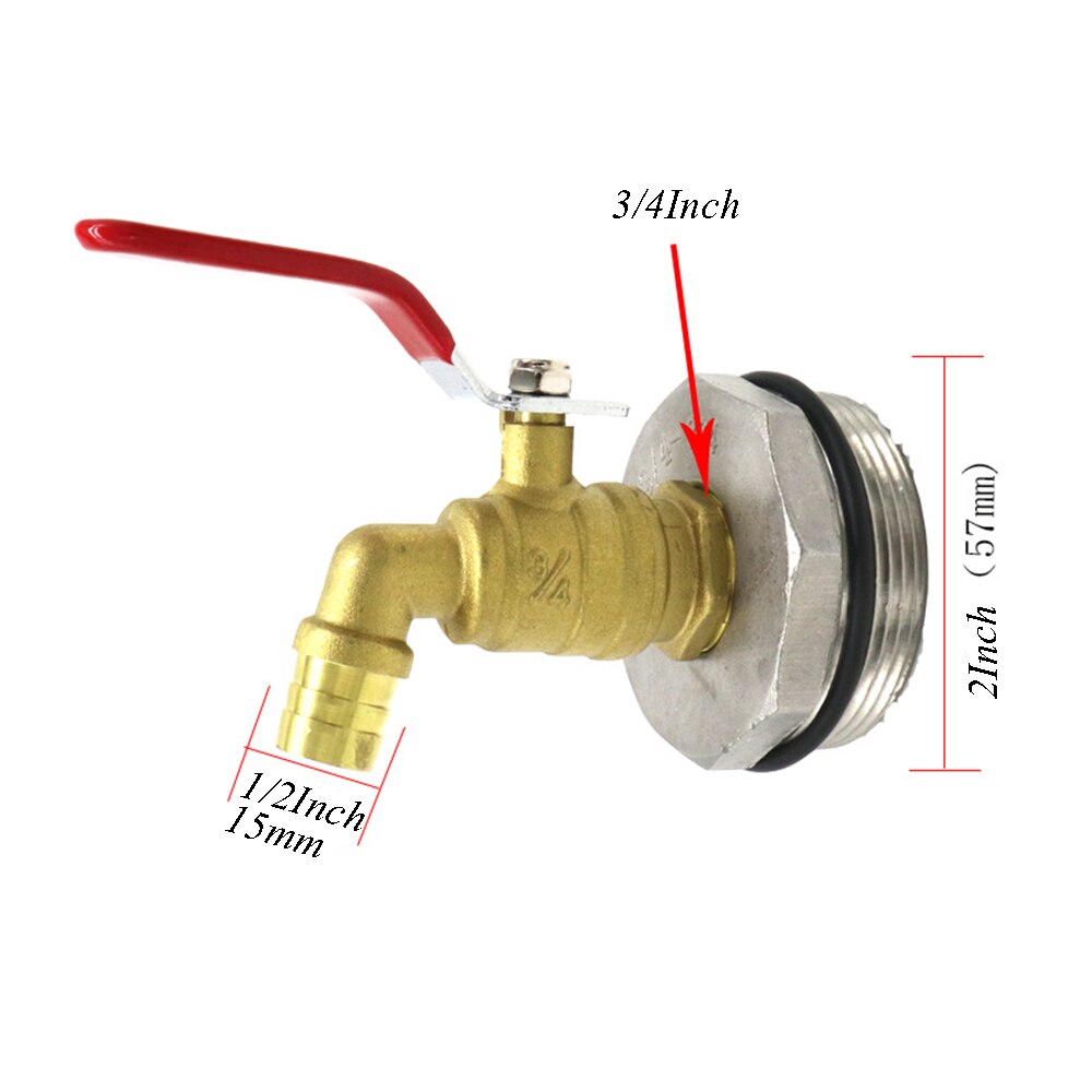 IBC Iron Brass Tank Adapter 60mm External thread to 13mm 15mm 20mm 25mm Garden Water Connectors Drain Adapter: A