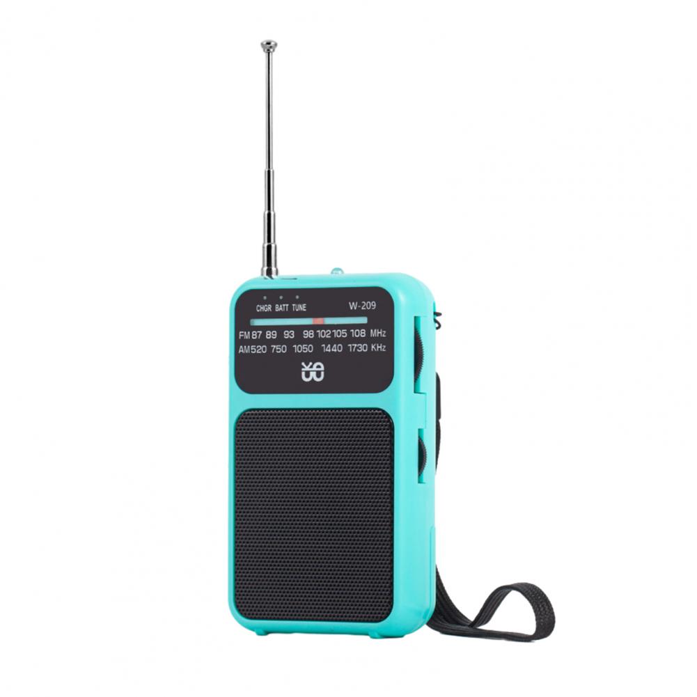 Mini Portable Radio with LED Flashlight Stereo Radio Emergency Portable Audio AM/FM Small Radio: Blue