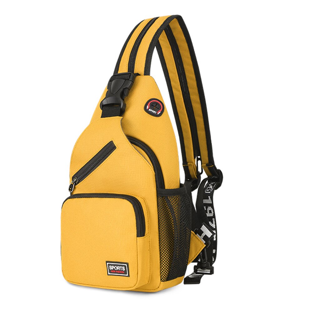 Kvinnor oxford tyg bröstväska enfärgad axel crossbody väska kvinnor män casual sport resor ryggsäck med stor kapacitet: Gul