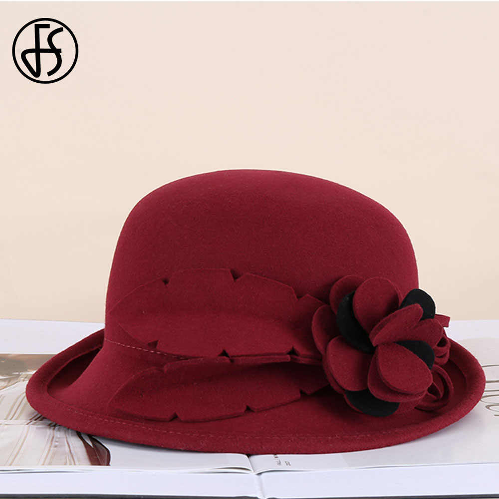 Sombreros de lana FS Inglaterra para mujer, sombrero de copa de lana para en la iglesia, sombrero de lavabo para mujer, sombreros de pescador de Vintage para Otoño e Invierno