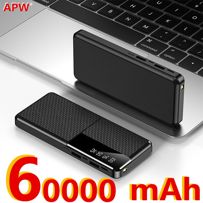 60000Mah Usb Snelle Power Bank Draagbare Opladen Mobiele Telefoon Externe Batterij Oplader Power Bank Voor Xiaomi Mi 8 Iphone X