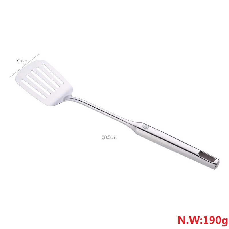 1Pcs Steak Schop 304 Roestvrij Staal Dikke Spatel Koken Schop Platte Gebakken Handvat Sleuven Turner Keuken Gereedschap 2019NEW DIY