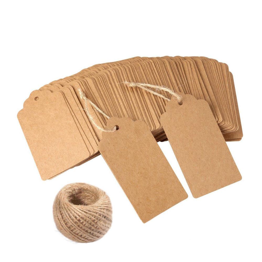 Etiquettes papier Kraft vierges 4x9cm 50 pièces/lot | Étiquettes à accrocher rectangulaires, pour emballage de mariage/fête d'anniversaire, dragées pour bonbonnières, étiquette de prix
