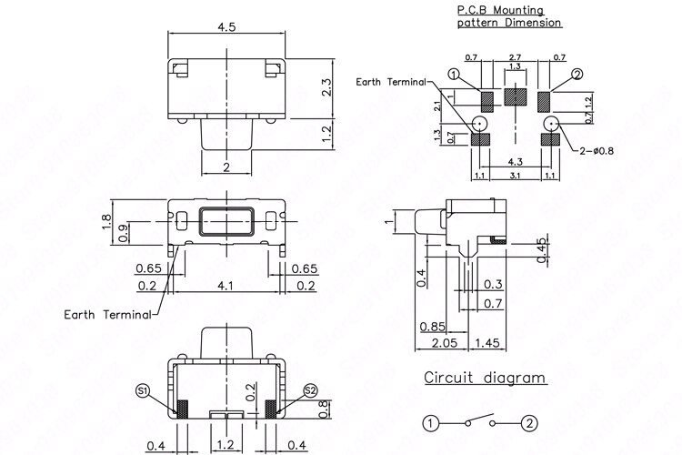 50 Uds botón de teléfono pulsador lateral Micro botón Interruptor táctil de luz 2X4mm/3X6X3.5mm interruptor táctil momentáneo montaje SMD PCB