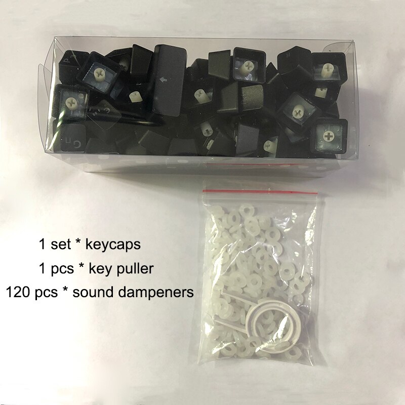 Russian Keycaps for Mechanical Keyboard Compatible with MX Switches DIY Replacement Transparent Support Led Lighting Keycaps: Black withRings(Case
