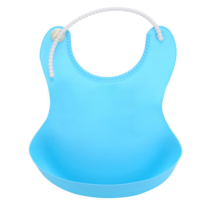 Cute Kid Infant Bibs Baby Soft Silicone Bib Waterproof Saliva Dripping Bibs solid color stereo bib silicone children meal pocket: Light Blue