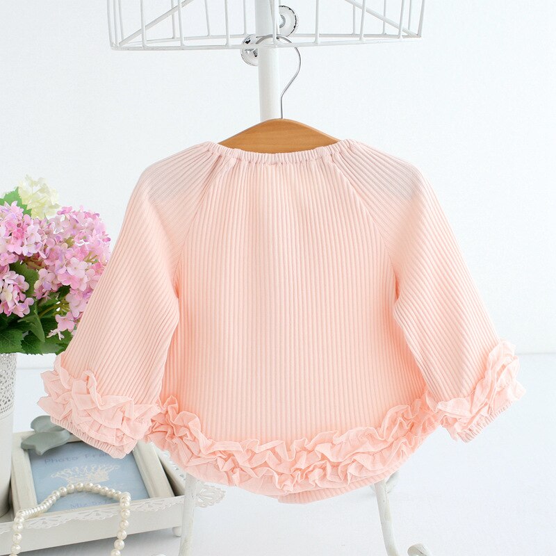 5pcs/lot Baby children clothing spring kids clothes long-sleeve lace girls blouses baby shirt 0-2T pink white