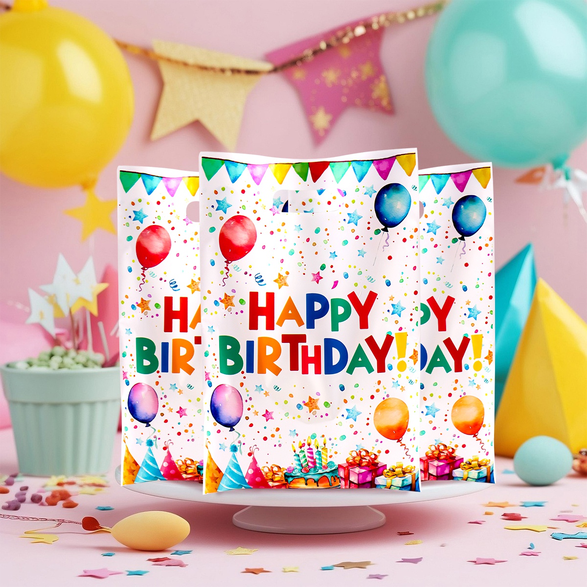 10/20/50 Uds. Bolsas de de feliz cumpleaños bolsas de recuerdo de de plástico con globo de estrella para de cumpleaños de adultos cocina en casa
