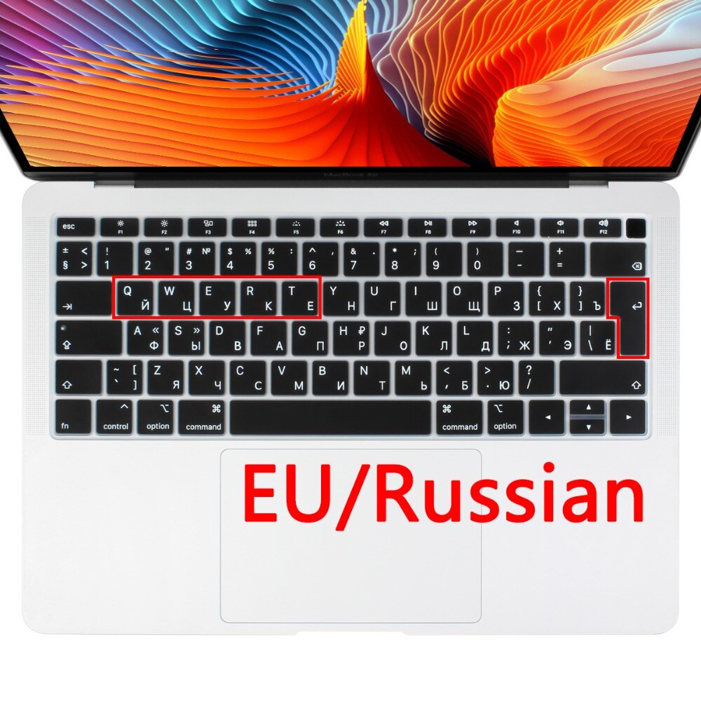 Euro Russian Spanish French Arabic Water Dust Proof keyboard Cover Skin for Macbook Air 13 A2179 A1932 Touch ID