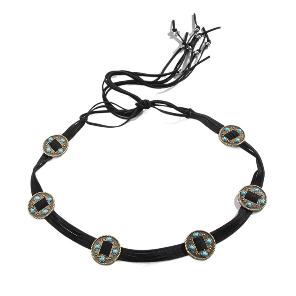 Faja trenzada con borlas simples para mujer, cinturón con cuentas, cadena de cintura bohemia, faja de estilo occidental, pretina de estilo étnico para chica: Blanco