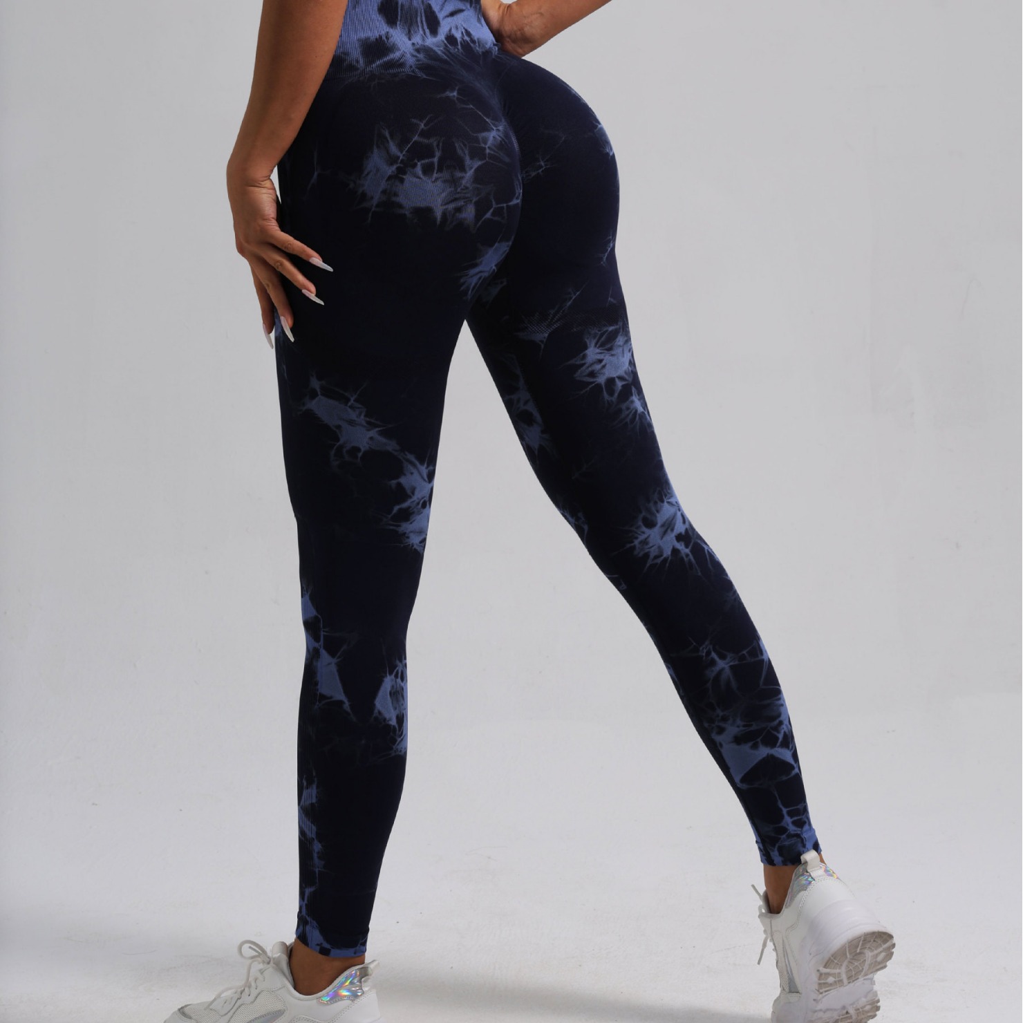 Frauen Nahtlose binden Farbstoff Yoga Gamaschen Hohe Taille Fitness sexy Gamaschen ÜSpund Laufen Heben Gesäß Radfahren Gamaschen: L / Orange