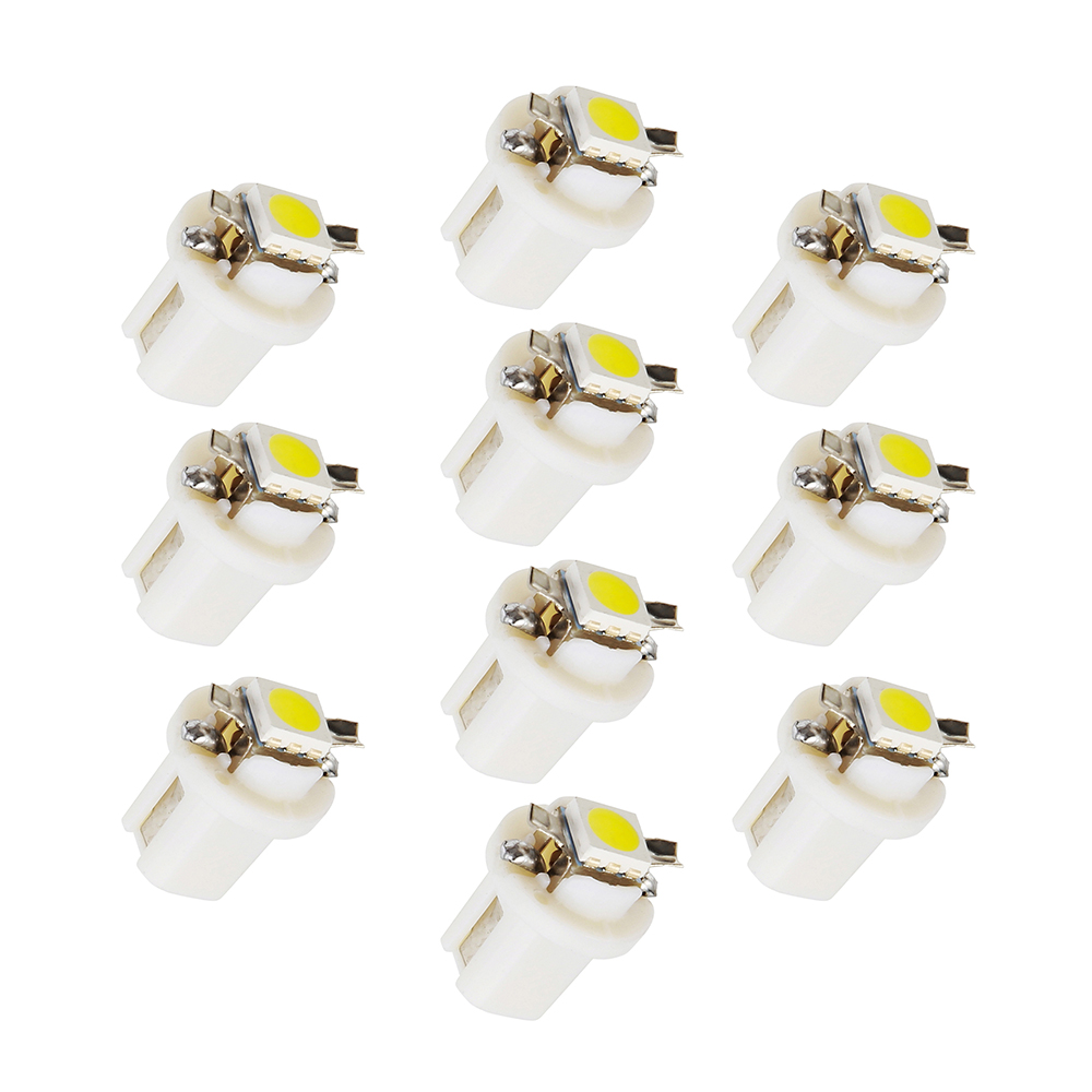 10 pièces, lampe Led SMD T5 5050 Led, jauge de voiture, ampoule de tableau de bord, B8.5D 509T B8.5, lumière bleu vert blanc jaune