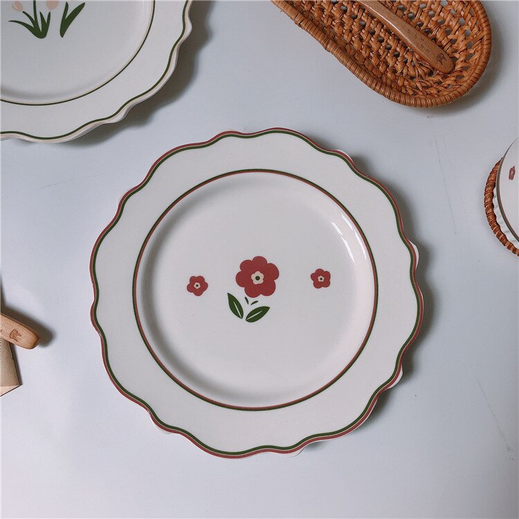 LadyCC-plato Vintage de cerámica para comida, vajilla de cerámica, utensilios de cocina, vajilla de porcelana, plato de comedor